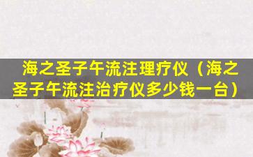 海之圣子午流注理疗仪（海之圣子午流注治疗仪多少钱一台）