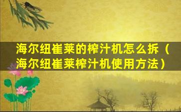 海尔纽崔莱的榨汁机怎么拆（海尔纽崔莱榨汁机使用方法）