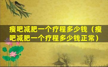 瘦吧减肥一个疗程多少钱（瘦吧减肥一个疗程多少钱正常）