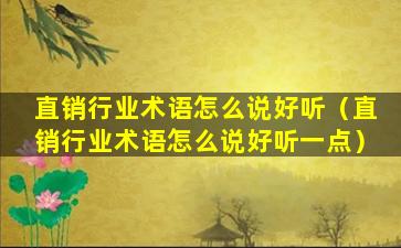 直销行业术语怎么说好听（直销行业术语怎么说好听一点）