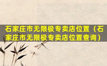 石家庄市无限极专卖店位置（石家庄市无限极专卖店位置查询）