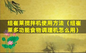 纽崔莱搅拌机使用方法（纽崔莱多功能食物调理机怎么用）