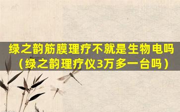 绿之韵筋膜理疗不就是生物电吗（绿之韵理疗仪3万多一台吗）
