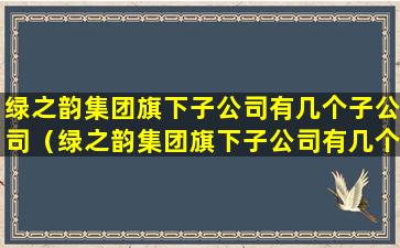 绿之韵集团旗下子公司有几个子公司（绿之韵集团旗下子公司有几个子公司啊）