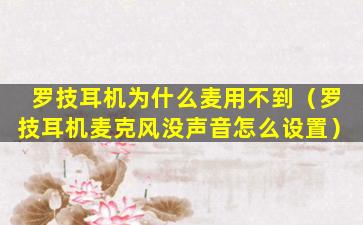 罗技耳机为什么麦用不到（罗技耳机麦克风没声音怎么设置）