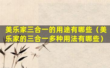 美乐家三合一的用途有哪些（美乐家的三合一多种用法有哪些）
