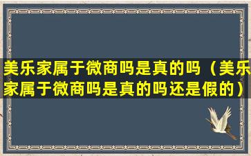 美乐家属于微商吗是真的吗（美乐家属于微商吗是真的吗还是假的）