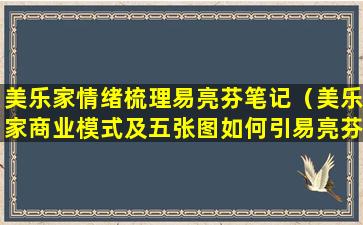 美乐家情绪梳理易亮芬笔记（美乐家商业模式及五张图如何引易亮芬）