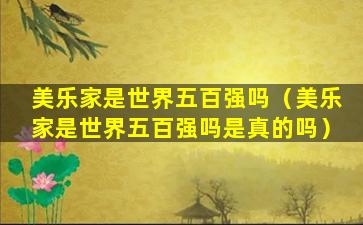 美乐家是世界五百强吗（美乐家是世界五百强吗是真的吗）