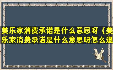 美乐家消费承诺是什么意思呀（美乐家消费承诺是什么意思呀怎么退款）
