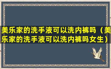 美乐家的洗手液可以洗内裤吗（美乐家的洗手液可以洗内裤吗女生）