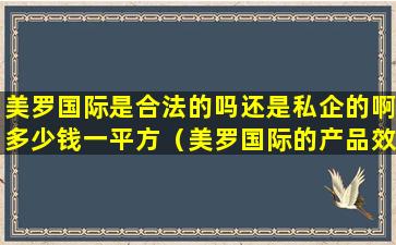 美罗国际是合法的吗还是私企的啊多少钱一平方（美罗国际的产品效果好不好）