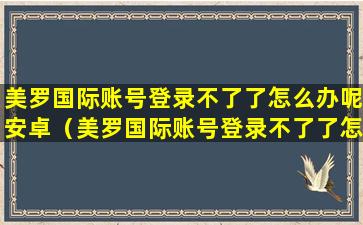 美罗国际账号登录不了了怎么办呢安卓（美罗国际账号登录不了了怎么办呢安卓手机）