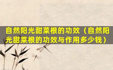 自然阳光甜菜根的功效（自然阳光甜菜根的功效与作用多少钱）