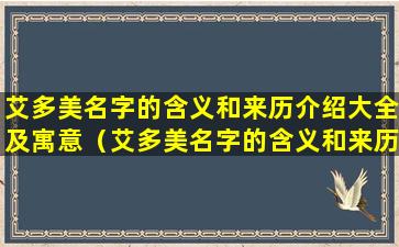 艾多美名字的含义和来历介绍大全及寓意（艾多美名字的含义和来历介绍大全及寓意是什么）
