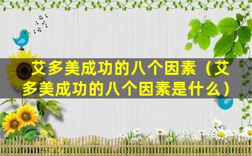 艾多美成功的八个因素（艾多美成功的八个因素是什么）