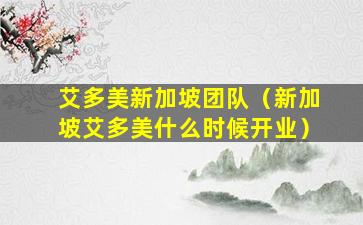 艾多美新加坡团队（新加坡艾多美什么时候开业）
