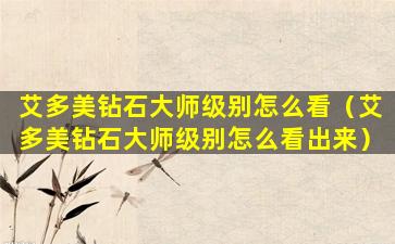 艾多美钻石大师级别怎么看（艾多美钻石大师级别怎么看出来）