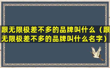跟无限极差不多的品牌叫什么（跟无限极差不多的品牌叫什么名字）