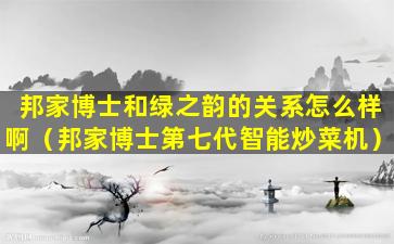 邦家博士和绿之韵的关系怎么样啊（邦家博士第七代智能炒菜机）