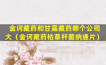金诃藏药和甘露藏药哪个公司大（金诃藏药枯草杆菌纳通片）